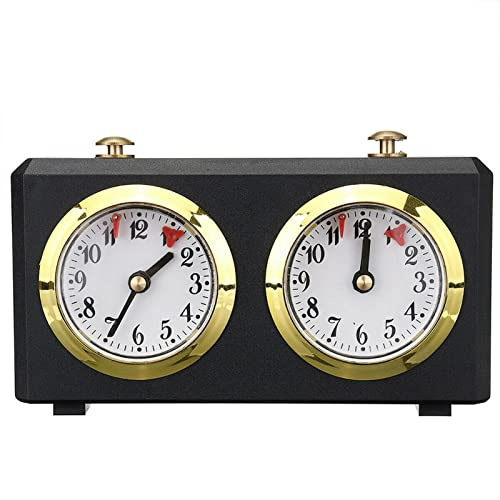 Tongdejing Professional Digital International Chess Clock, I-GO Count Up Down Timer with Alarm, Portable Retro Analog Chess Game Timer (Black)