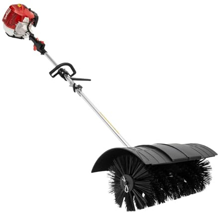Barredora de gasolina de 2 tiempos de 2.3 HP, barredora de mano a gas con motor de 52 cc, limpiador de nieve para jardín, césped, barrido, nieve, hojas de nieve, barro