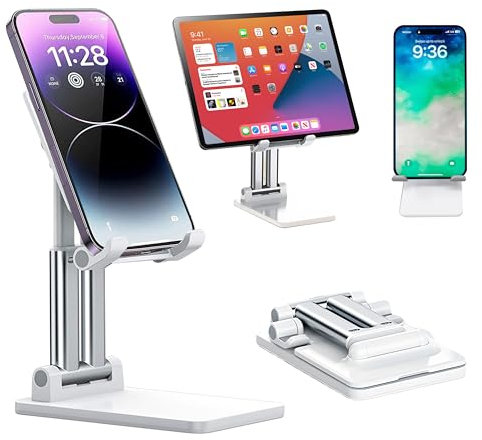 Moreik Handyhalter, Ständer für Tisch und Schreibtisch, Smartphone-Halterung, Ablage, klappbarer-Handy-Ständer, Faltbarer-Telefon-Schreibtischhalter, Handyhalterung-für-Büro, Handy-Stativ-Tisch