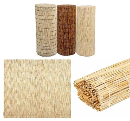 MObyat Bambus-Sichtschutz Schilfrohrmatte 100cm 200cm 300cm 400cm 500cm Bambus Matten Outdoor Sichtschutzzaun Natürliches Material Sonnenschutz Gartensichtschutz Balkonsichtschutz Zaun