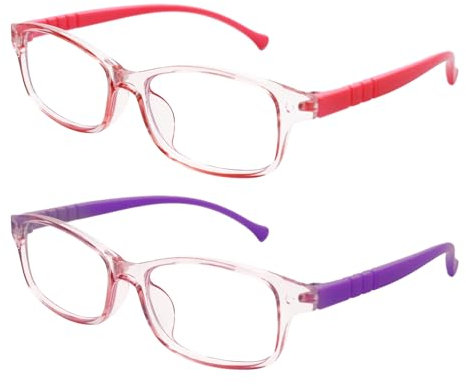 Husalsea Blaulichtfilter Brille, Anti-Blaues-Licht Gaming-Brille für Computer-Bildschirm, Verhindert Müdigkeit bei Kindern (Rosa Lila)