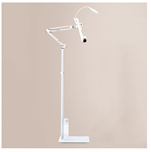 Estante de Lectura de pie con lámpara - Soporte de Lectura Ideal para Cama, Atril, Libros de Cocina - Altura Ajustable y Soporte - Soporte para Libros de Mesa con Brazo Largo