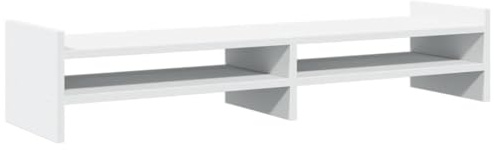 vidaXL Skärmställ vit 100x27x20 cm konstruerat trä, ställ för monitor, datorställ, monitorstativ, ställ för monitorer, monitorställ, skärmstativ