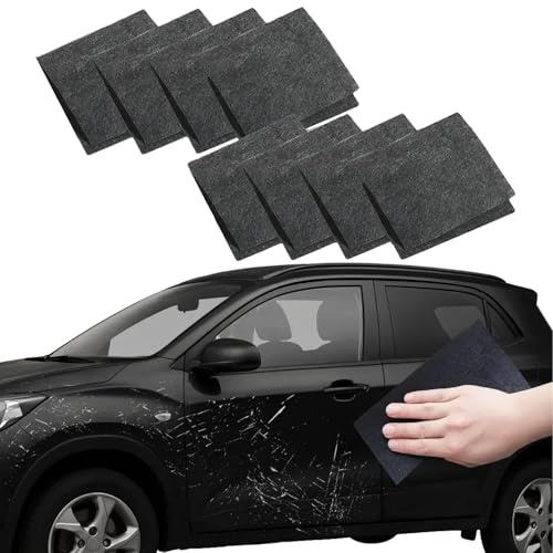 leruiyezs 8 Pièces Nano Sparkle Cloth Anti Rayures Voiture Multi-Usage pour Suppression de Rayures Légères sur Carrosserie, Chiffon Nanosparkle Réutilisable 2025, 20x10cm Noir Gris pour Auto