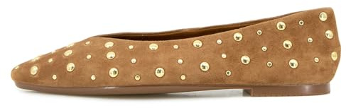 RBTHOLP Studded Suede Ballet Flats for Women Pointed Toe Slip on Studs Flats Shoes Comfortable Walking Ballerinas Shoes