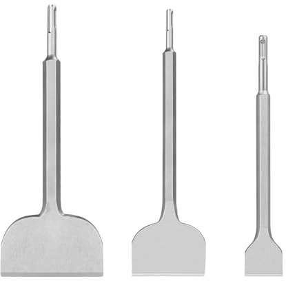 SDS PLUS Juego de 3 cinceles para azulejos, 40 x 250 mm, cincel plano de 75 x 250 mm y cincel de 100 x 280 mm, SDS Plus, juego de cinceles duraderos y afilados para azulejos, hormigón, piedra natural
