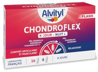 ALVITYL – Chondroflex Jour Nuit – Formule Flash - Double action : jour & nuit - PEA – Confort articulaire et musculaire – relaxation - 8 Jours