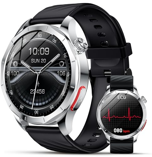 Lgnitek 2026 Nuevo ECG Reloj Inteligente Hombre con HRV/BMI, 1.43“ AMOLED Smartwatch con 24H Pulsómetro SpO2 Monitor de Sueño, Pulsera Actividad para Android iOS