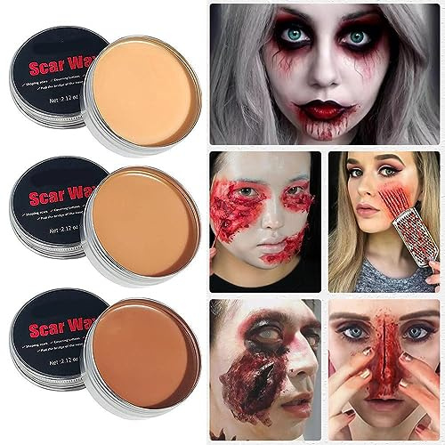 Dioche Kit Cera per Cicatrici, Trucco per Effetti Speciali Non Sicuro Sulla Pelle con Spatola per Trucco Artistico Teatrale di Halloween (2)