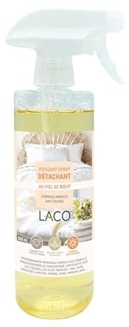 Laco - Spray Fiel de Boeuf Detachant Textile Puissant Professionnel, 500ml, Formule Miracle Anti-Taches, Enlève Toutes les Taches Tenaces sur Tous types de Tissus