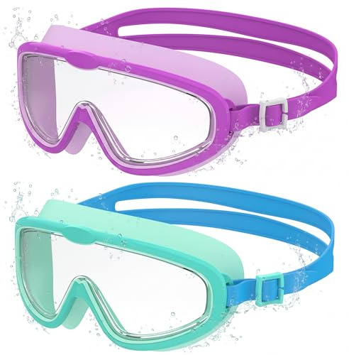 Seaflar 2 Pcs Lunettes de Natation à Grand Cadre pour Enfants de 3 à 14