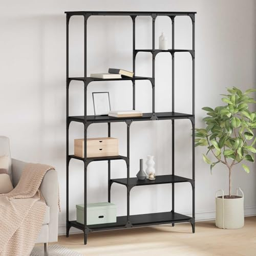 Mangloder Étagère en Bois d'ingénierie Chêne Noir 99 x 35,5 x 176 cm avec 5 étagères autoportantes pour Rangement de Livres, dossiers, Objets de décoration dans Salon, Bureau ou Chambre