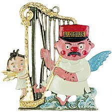 DECO DIRECT Zinnfigur Aloisius mit Engel, FIGUR, Silber mit bunten Details, 6 cm