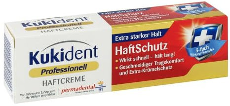 Kukident Professionell Haftcreme - Haftschutz für Zahnprothesen, extra starker Halt - Schnelle, langanhaltende Wirkung - 1x 40 g