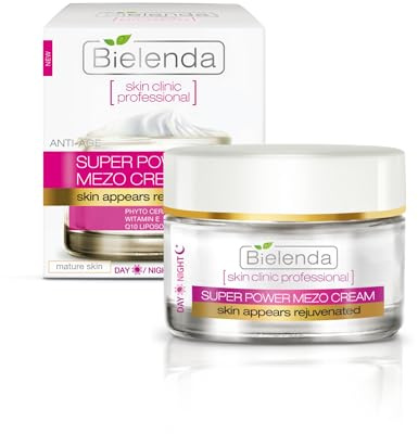 Bielenda Professional Anti-Falten Verjüngung Mezo Creme, Creme mit Q10 und Vitamin E, Anti-Aging Gesichtspflege, Tag und Nacht, 50 ml
