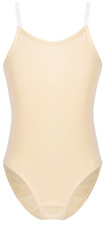 TiaoBug Mädchen Ballett Trikot Ballettanzug Kinder Gymnastikanzug Turnanzug Tanz-Body Unterwäsche in Hautfarben Beige Nude gr. 110 116 122 134 140 146 152 Nude 122-128