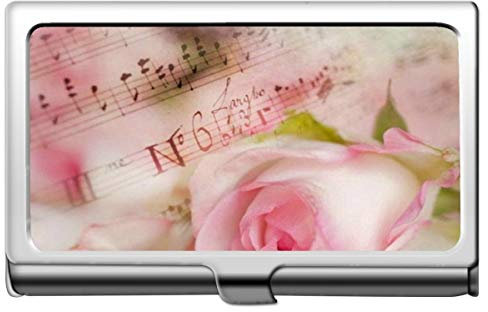 Visitenkartenetui, Blumen-Musik-Rosa-Rosen-Blumen-Leben-Bild-Geschäfts-Kredit-Identifikations-Kartenhalter