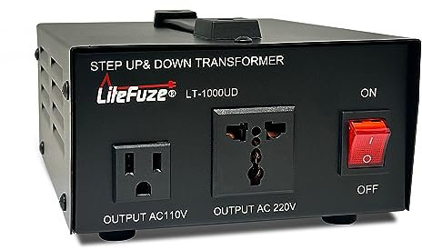 LiteFuze 1000-Watt Step Down Voltage Transformer 220V to 110V - US, Canada Products usage in India (220v to 110v Step Down Converter) - 5 Year Warranty (LT-1000)