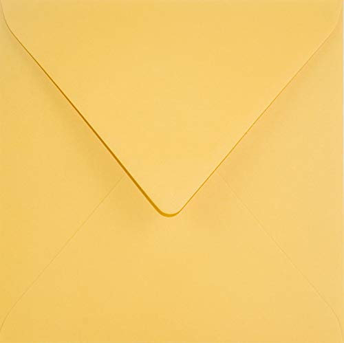 Netuno 25 Briefumschläge Sonnen-Gelb quadratisch 153x 153 mm 120g Keaykolour Indian Yellow Luxus-Umschläge bunt farbige Briefhüllen Recycling-Papier edle Briefkuverts Ökopapier envelope wedding