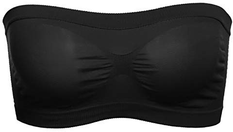 Qisen Bandeau-bh för kvinnor, flexibel vadderad axelbandslös bralette, damer elastisk axelbandslös sömlös beskuren tubtopp, bh-bandeauunderkläder, mjuk bh, sömlös bandeau-tubtopp, bra-en-storlek