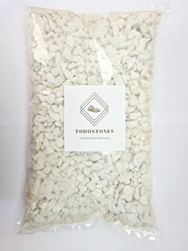 Piedra Grava Blanca (99%) 8-12 Blanco Natural (20Kg) Jardin Exterior, maceteros, jarrones para Decoracion.