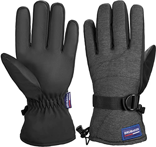 BRUBAKER Ski Gloves Vattentäta och vindtäta - Vinterhandskar för män och kvinnor - Extra varma snowboardhandskar - Termohandskar för skidåkning Snowboard Vintersport Bergsklättring - Antracit