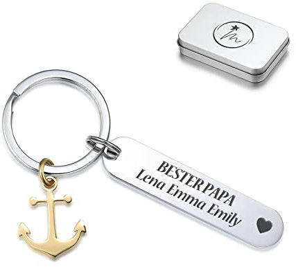 TMT Personalisierte Schlüsselanhänger mit Gravur in Schwarz und Silber | Glücksbringer Schlüsselanhänger | Bester Papa Geschenke | Schlüsselanhänger Auto | Vatertagsgeschenk personalisiert für Opa