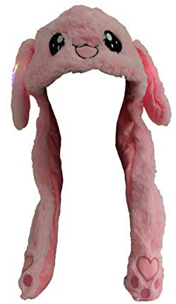 Alsino Wackelohr Mütze mit LED und beweglichen Ohren aus Plüsch Kostüm für Kinder und Erwachsene Tier Plüsch Spielzeug Hut, Hase rosa