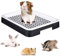 bangminda Bac Litiere Lapin Petits Animal Toilette Bac à litière pour Petit Animal Cochon d'Inde avec Grille Entraîneur de Pot pour Cage Corbeille à Litière d'angle pour Hamster, Noir