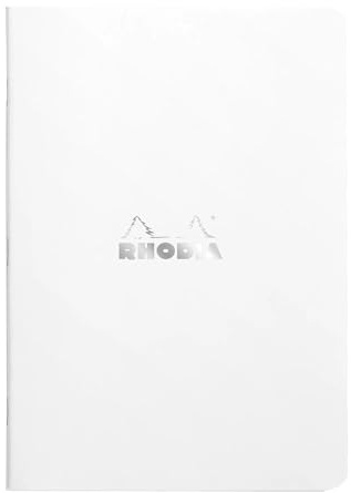 Rhodia 119187Cpack - Set of 10 White Staplebound Notebooks - A5 - Ruled - 96 pages - Clairefontaine White 80 g/m² paper - Soft Waterproof Coated Card Cover