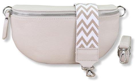 NURPELLE Echtleder Bauchtasche Damen - Stilvolle Gürteltasche mit 2 abnehmbaren/verstellbaren Breiten Gürteln - Crossbody Bag für Frauen-Hochwertige Schultertasche, Vielseitige Alltagstasche-Schwarz