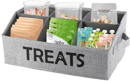 Ctomche Collapsible Fabric Box for Large Dog Food Storage with 6 Compartments