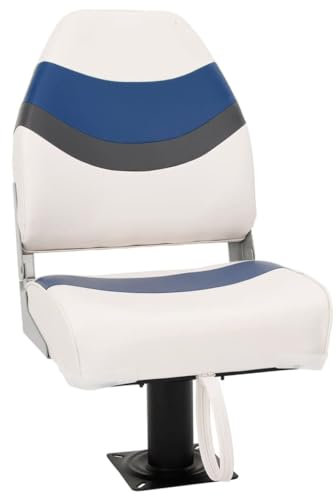 vidaXL Bootssitz Set 2-TLG., Bootsstuhl mit Hoher Rückenlehne Befestigungsgurt, Steuerstuhl Klappbar, Steuersitz Klappsitz Boot, PVC PU