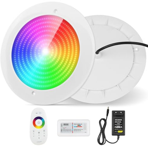 COOLWEST Luce Piscina LED Riempito di Resina, 32W Faretti LED Illuminazione ultrapiatta, Lampada Sincronizzato Multicolore RGB, IP68 Impermeabile, 24V CC, Dimmerabile, Montaggio Superficiale