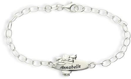 Mädchen Engel Kinder Armband 925 Silber mit oder ohne Gravur 16cm ideales Kinderarmband zur Geburt Taufe Taufgeschenk für Mädchen personalisierte Glücksbringer oder Kommunion (mit Gravur)