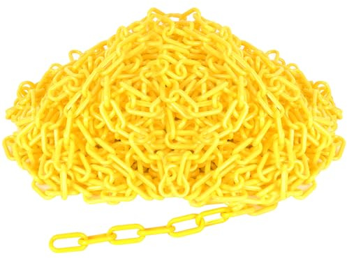 SNSMBNSR 300FT Plastic Chain, Yellow Plastic Chain Links, Waterproof Safety Chain, Plastic Barrier Chains for Crowd Control