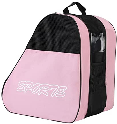 blloocod Borsa per Pattini da Ghiaccio Traspirante con Tracolla Regolabile, Borsone per Scarpe da Pattinaggio, per Pattini Quad e Pattini in Linea- Rosa