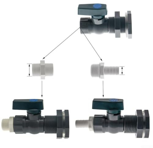 Besttoolifes Kit de grifo de tanque de lluvia, accesorio de mamparo de plástico de 3/4 pulgadas GHT con adaptador de manguera de jardín y cinta de sellado de rosca, para recolección de agua de lluvia