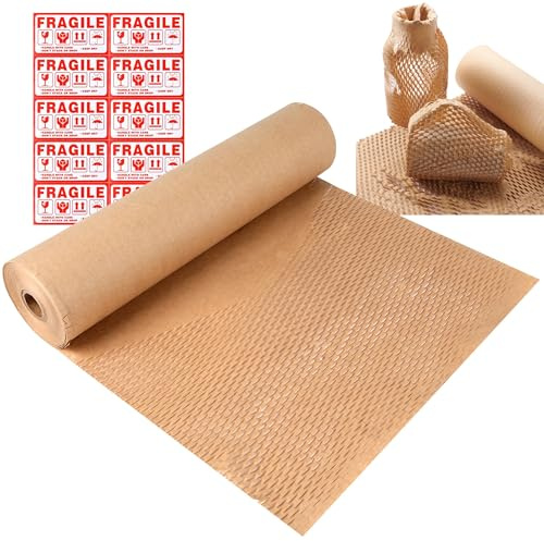 38cm x 30m Brown Honeycomb Packing Paper Roll | Bubble Wrap Alternative for Moving House, Gift Wrap, Furniture Protection