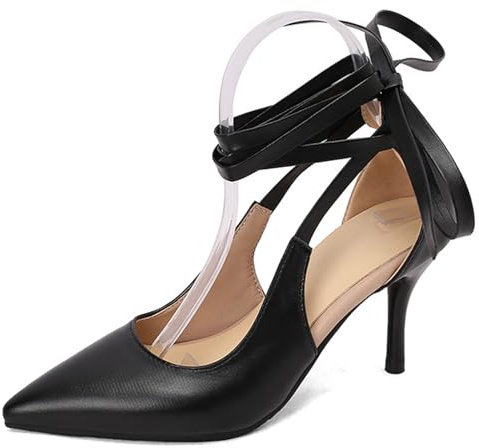 Leather,36 EU,Zapatos de tacón Blanco con Cordones Punta Afilada Sandalias de Ante de Moda Zapatos Elegantes para Mujer para Oficina Boda Uso Diario Fiesta