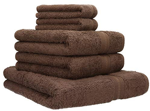 Betz 5-TLG. Handtuch-Set Gold 100% Baumwolle Qualität 600 g/m² 1 Duschtuch 2 Handtücher 2 Seiftücher Farbe nussbraun