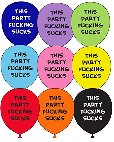TRI 10 x 12 Asst, Latex Balloons, Obscene Rude Lewd Swearing, Abusive This Party Fxxking Sucks