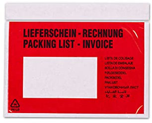 MASHPAPER Lieferscheintaschen DIN C6 Selbstklebetaschen - Transparente Dokumententasche mit Aufdruck - Made in Germany - 165 x 110 mm / 175 x 117,5 mm