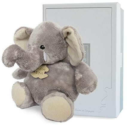 HISTOIRE D'OURS - Peluche Éléphant Safari - Doudou Bébé Ultra Doux 14 Cm - Boîte Cadeau pour Offrir - Cadeau Naissance Fille Garçon - Peluche Premier Âge - Animal Savane Adorable - HO1948