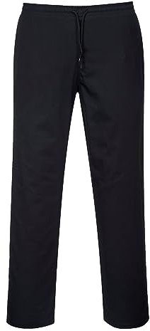 Portwest C070 Elasticated Drawstring Chef Trousers Protective Safety Pants Stain and Water Resistant Durable Workwear with Pockets Unisex Professional Modern Chesfswear, Black, XXXL