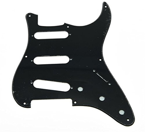 KAISH 8 Hole American Vintage Style Strat SSS Pickguard ST Guitar Pick Guard Scratch Plate for Strat/Stratocaster Black 1 Ply