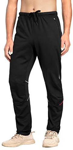 ROCKBROS Cyclismes Pantalon VTT Homme Imperméable, Pantalon Polaire Vélo Sport d'hiver Thermique Coupe-Vent Réfléchissants pour Moto Randonnée Jogging Scooter Escalade Noir M-3XL (XXXXL)