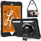 Gerutek for iPad Mini 5/4 Case,Heavy Duty Shockproof Rugged Tough Case with Pencil Holder,360 Rotating Stand&Hand Strap&Carry Strap Protective Cover for Mini 5/iPad Mini 4, Black