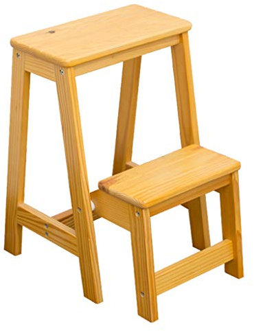 ZZL - Stepladders Wooden Folding Step Stool Multi-Function Staircase Chair Portable Garden Tool Ladder Free Installation Space-saving Indoor Climbing Stool Max Load 150kg