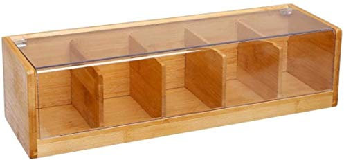 VITA PERFETTA Teebox mit 5 Fächern aus Bambus, Aufbewahrungsbox für Teebeutel (36 x 11 x 9 cm)